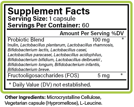 Aceva Ultrabiotic Supplement Fact Panel